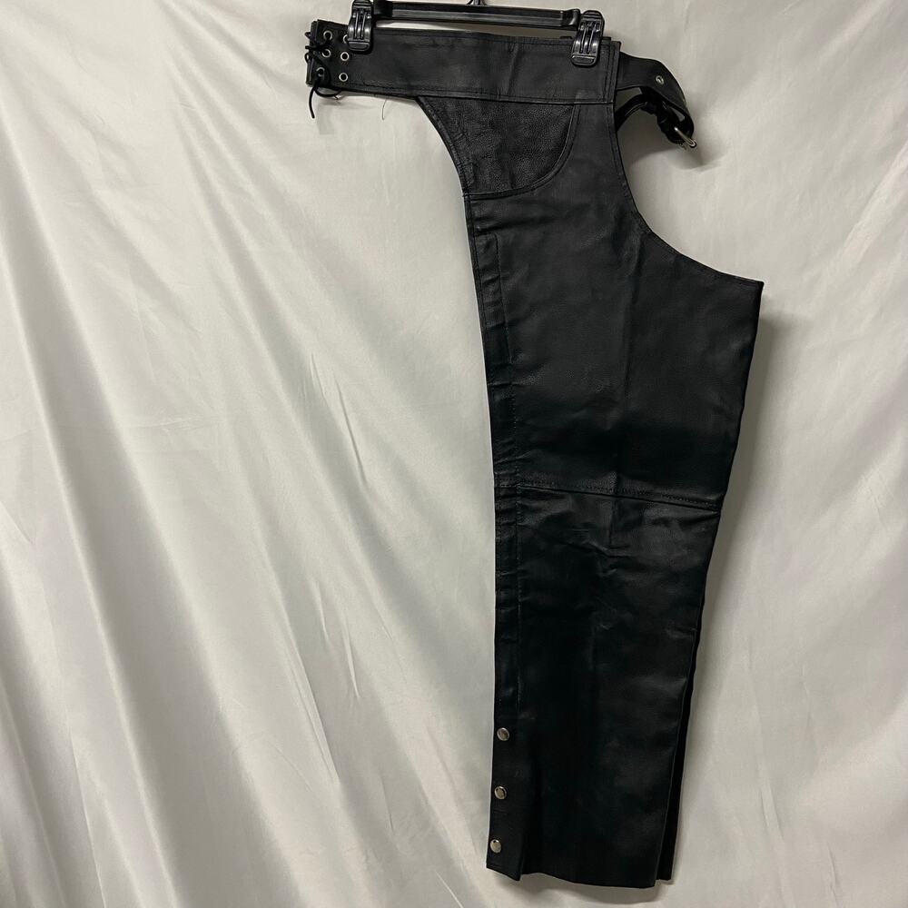 Highway Hawks Chaps Leather Motorcycle Biker L Side Zip